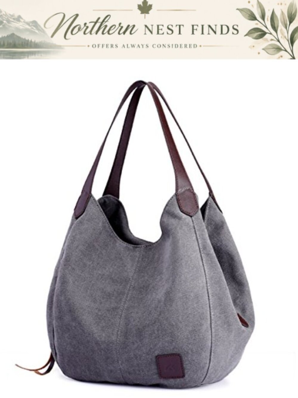 Canvas Multi Pocket Shoulder Bag Hobo Tote Purse